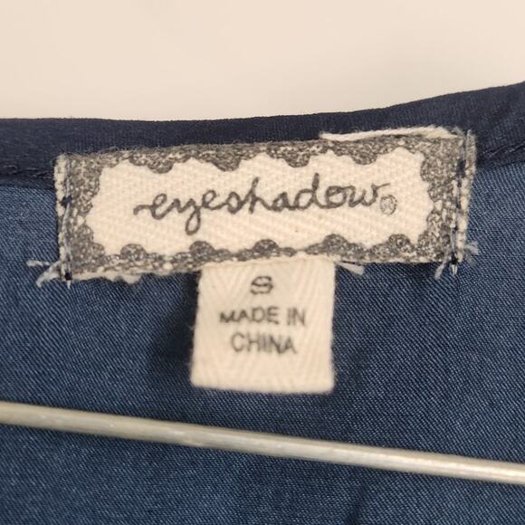 Navy Blue Cold Shoulder Ruffle Top - Women's Size Small - Picture 3 of 3